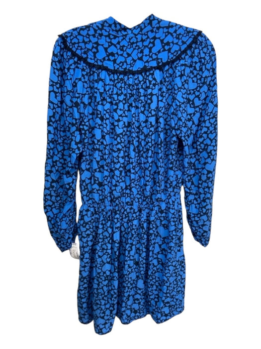 Zadig & Voltaire Size Est Small Blue Heart Print V Neck Long Sleeve Dress Blue / Est Small