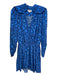 Zadig & Voltaire Size Est Small Blue Heart Print V Neck Long Sleeve Dress Blue / Est Small