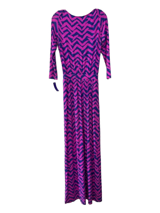 Lilly Pulitzer Size XS Pink & Purple Rayon Maxi Long Sleeve Bird Print Dress Pink & Purple / XS