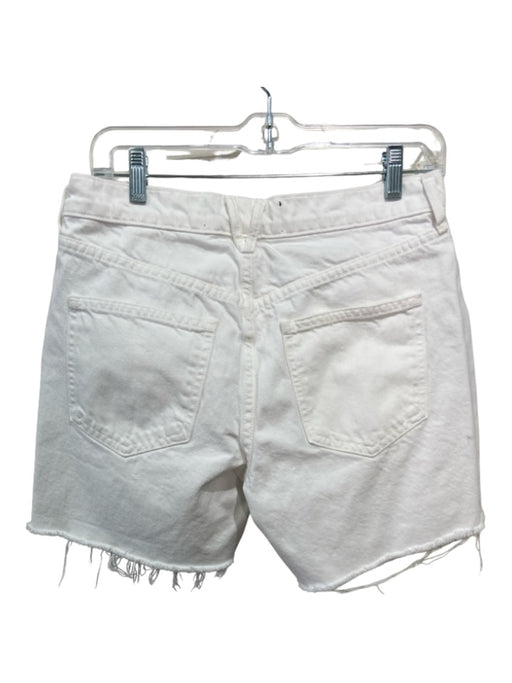 Veronica Beard Size 27 White Cotton Frayed Hem Button Fly High Rise Shorts White / 27