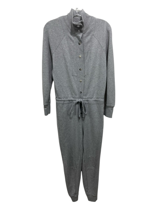 Veronica Beard Size XS Light Gray Cotton Drawstring Button Detail Jumpsuit Light Gray / XS