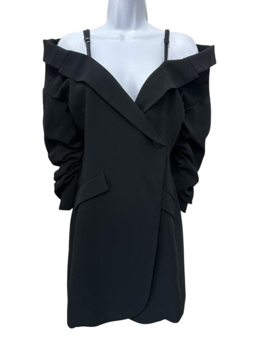 5a7 Cinq a Sept Size 2 Black Triacetate & Polyester Double Breasted Ruched Dress Black / 2