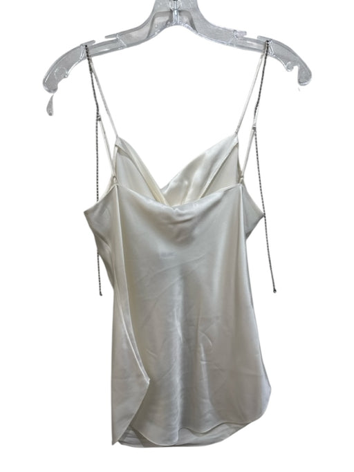 5a7 Cinq a Sept Size S White Silk Satin Spaghetti Straps Jeweled camisole Top White / S