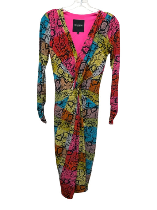Le Superbe Size XS Multicolor Polyester Knot Detail Color Block V Neck Dress Multicolor / XS