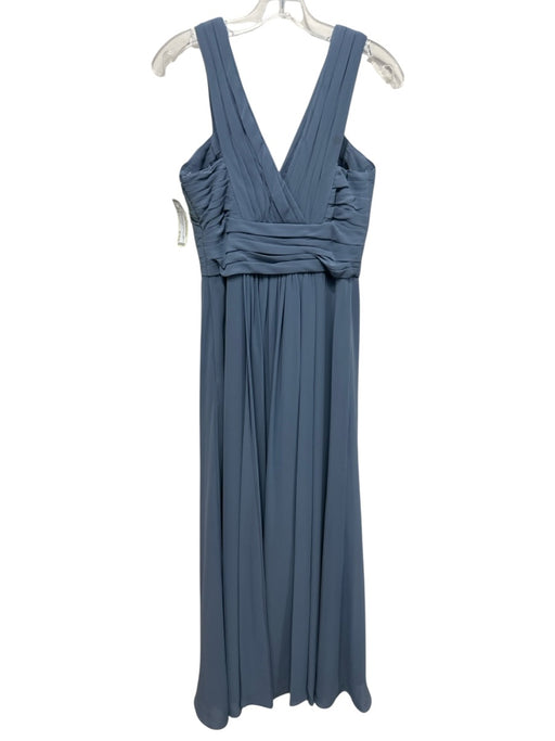 Monique Lhuillier Size 6 Blue Polyester Gathered Sleeveless Side Zip Gown Blue / 6