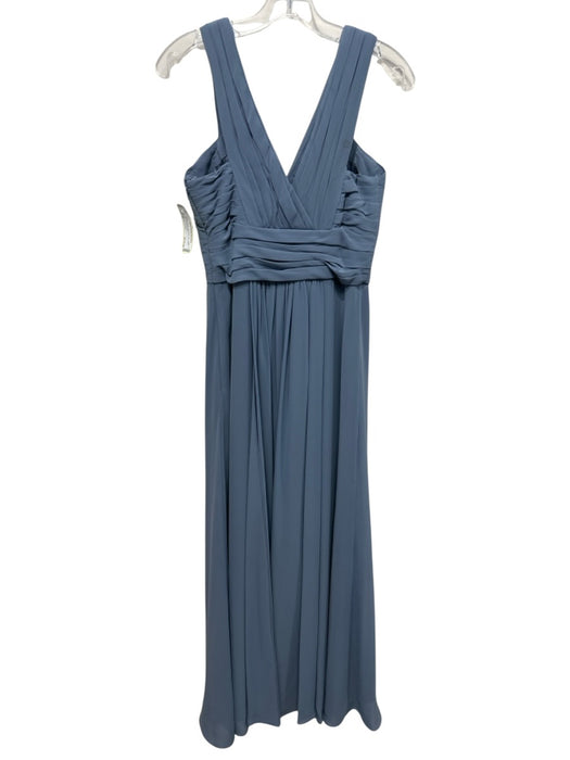 Monique Lhuillier Size 6 Blue Polyester Gathered Sleeveless Side Zip Gown Blue / 6
