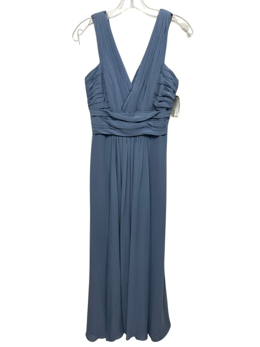 Monique Lhuillier Size 6 Blue Polyester Gathered Sleeveless Side Zip Gown Blue / 6