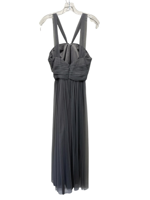 Amsale Size 8 Gray Polyester Lace Overlay Gathered Detail Sleeveless Gown Gray / 8