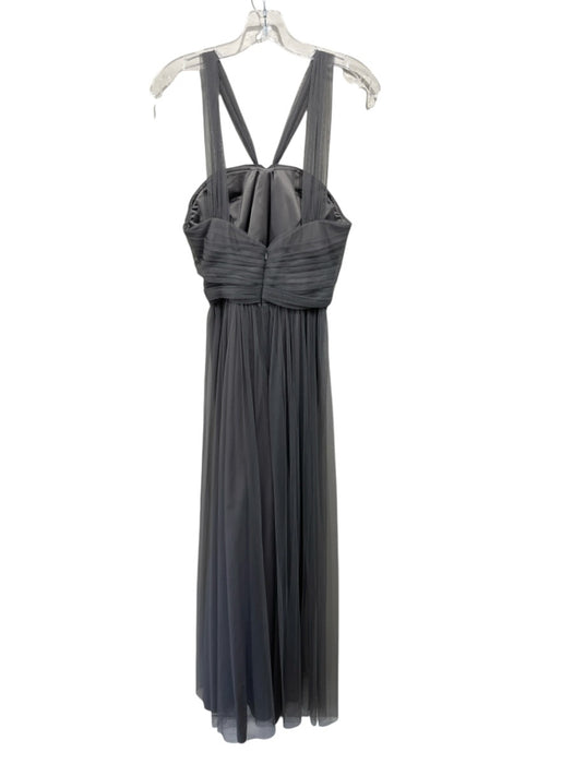 Amsale Size 8 Gray Polyester Lace Overlay Gathered Detail Sleeveless Gown Gray / 8