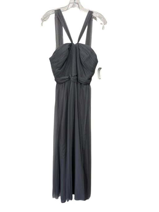 Amsale Size 8 Gray Polyester Lace Overlay Gathered Detail Sleeveless Gown Gray / 8