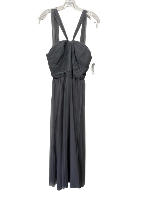 Amsale Size 8 Gray Polyester Lace Overlay Gathered Detail Sleeveless Gown Gray / 8