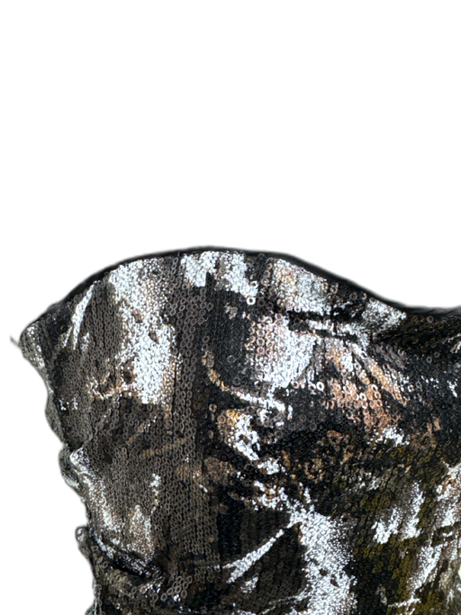 Nicole Miller Size Small Black, White & Brown Nylon Sequin Abstract Dress Black, White & Brown / Small