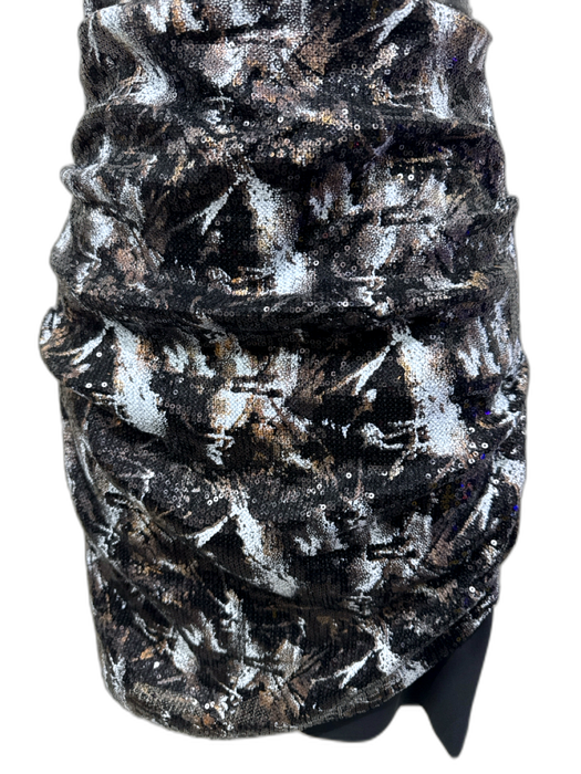 Nicole Miller Size Small Black, White & Brown Nylon Sequin Abstract Dress Black, White & Brown / Small