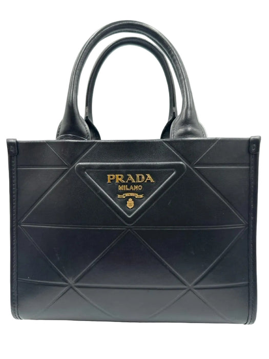 Prada Black Leather Logo Top Handle Strap Incl Certified by Entrupy Bag