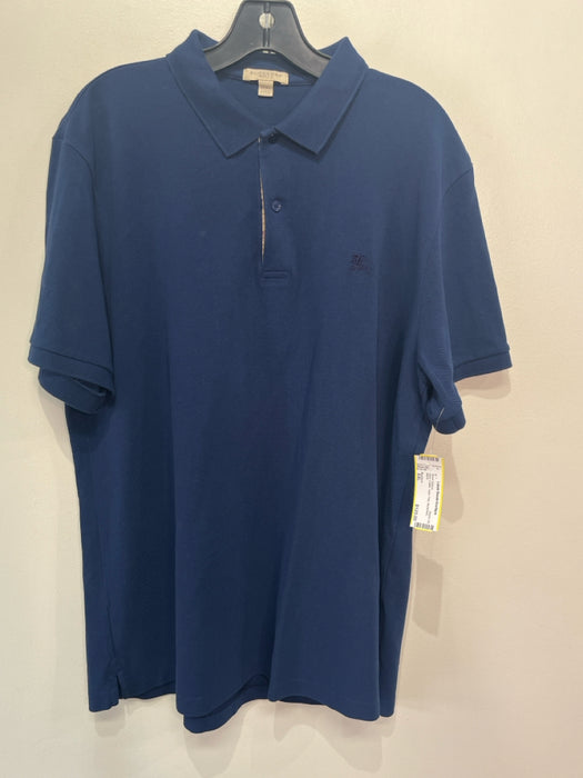 Burberry Size XXL Navy Cotton Solid Polo Men's Short Sleeve