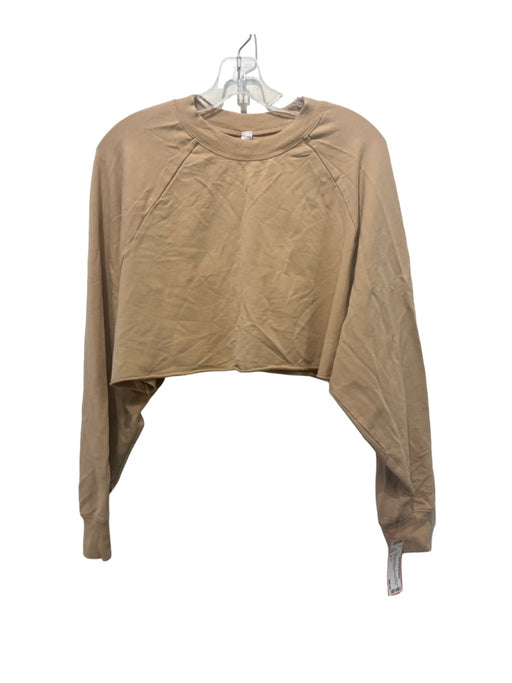 Alo Yoga Size S Beige Modal Blend Long Sleeve Crop Sweatshirt Top Beige / S