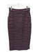 Pinko Size 4 Navy Red & White Cotton Herringbone tweed Midi Pencil Skirt Navy Red & White / 4