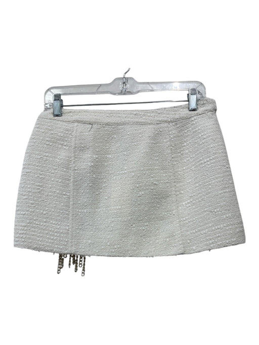 Retrofete Size S White Polyester Tweed Goldtone Hardware Buckle Mini Skirt White / S