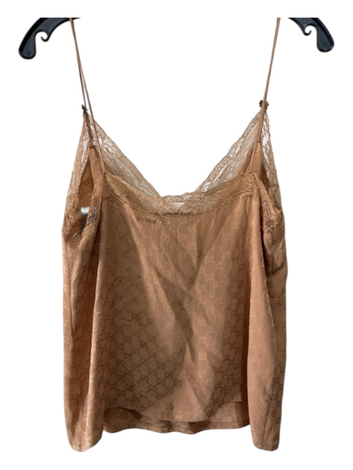 Gucci Size XS Tan Silk Darts Spaghetti Straps Guccissima Cami Top Tan / XS