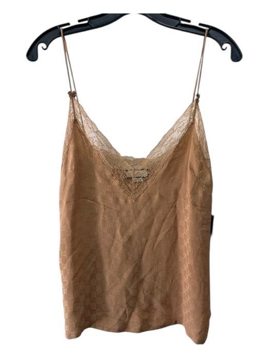 Gucci Size XS Tan Silk Darts Spaghetti Straps Guccissima Cami Top Tan / XS