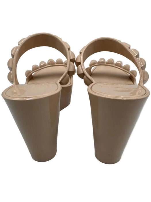 Carmen Sol Shoe Size 8 Beige Rubber Rockstud 2 Strap Mule Platform Wedges
