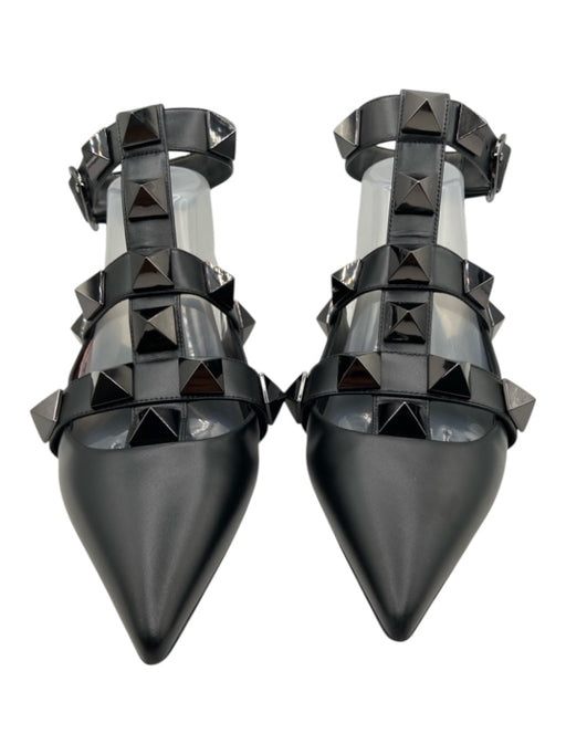 Valentino Garavani Shoe Size 37 Black Leather Upper Open Back Rockstud Flats Black / 37