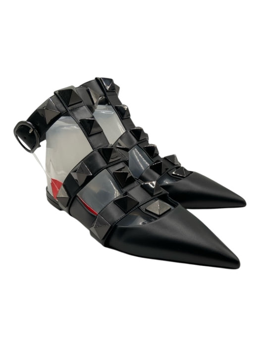 Valentino Garavani Shoe Size 37 Black Leather Upper Open Back Rockstud Flats Black / 37