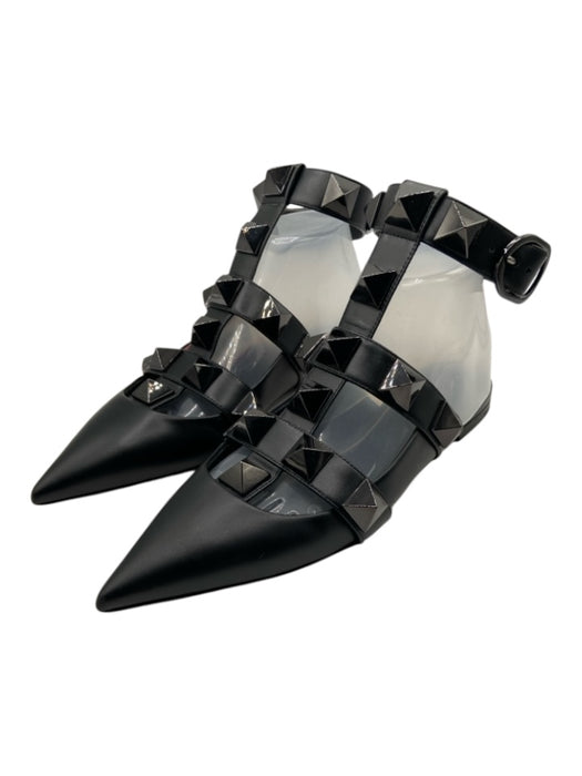 Valentino Garavani Shoe Size 37 Black Leather Upper Open Back Rockstud Flats Black / 37