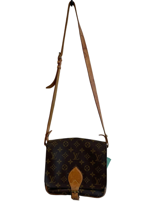 Louis Vuitton Brown Leather Buckle Detail Logo Print Brass Hardware Bag