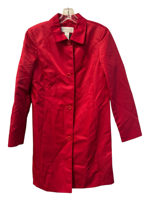 Liz Caliborne Size M Red Nylon Button Front Collar Long Sleeve Knee length Coat Red / M