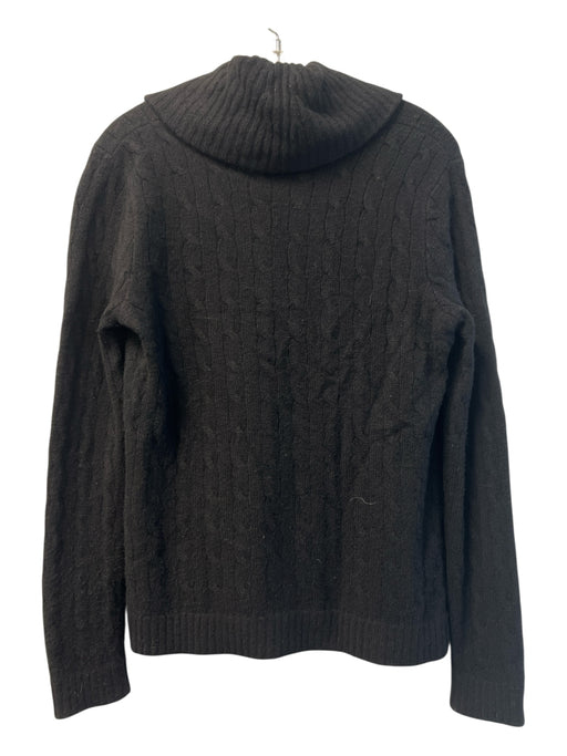 Ralph Lauren Size L Black Cashmere Knit Collar V Neck Zip front Sweater Black / L