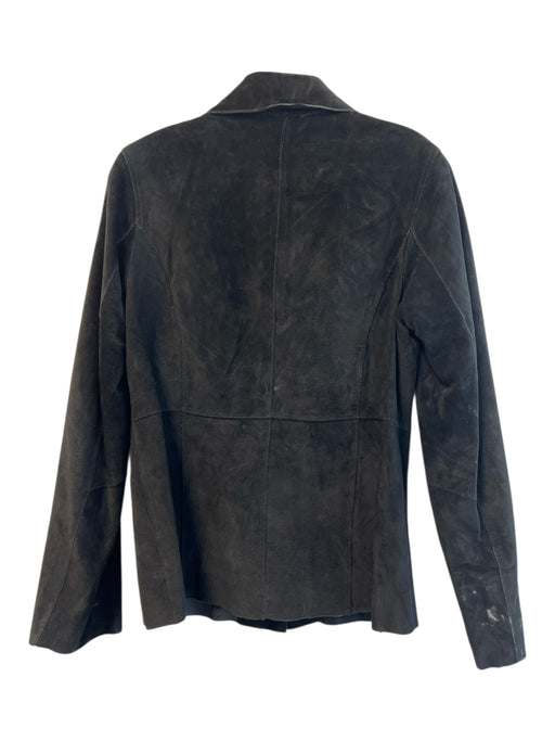 Mary Jane Marcasiano Size 8 Black Leather Suede Long Sleeve Button Front Jacket Black / 8