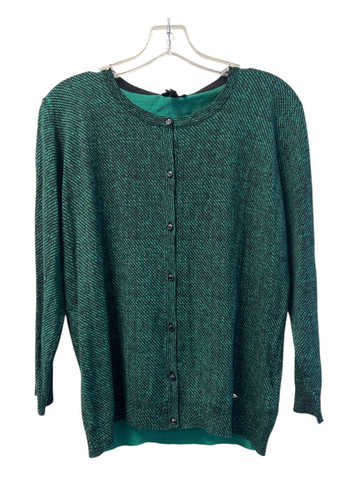 Escada Size L Green Wool Blend Long Sleeve Button Front Round Neck Cardigan Top Green / L