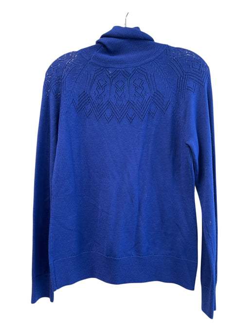 Milly Size L Royal Blue Wool Long Sleeve Turtle Neck Knit Sweater Royal Blue / L