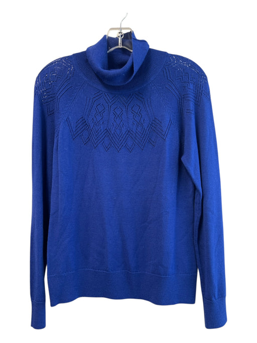 Milly Size L Royal Blue Wool Long Sleeve Turtle Neck Knit Sweater Royal Blue / L