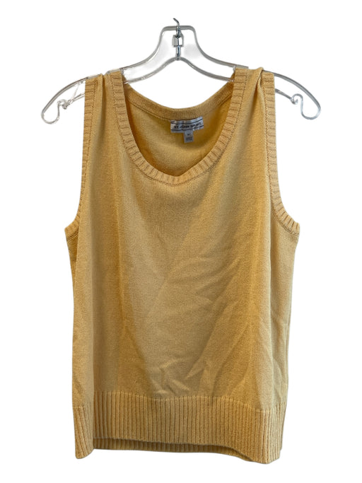 St John Sport Size M Yellow Wool Blend Scoop Neck Sleeve Application Knit Top Yellow / M