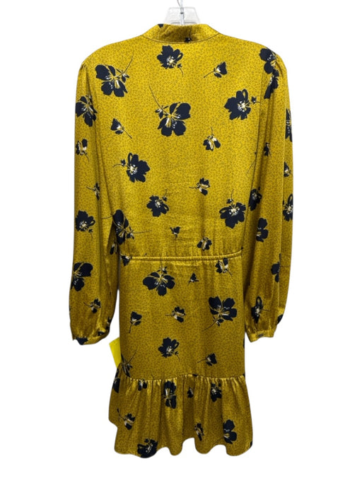 Rebecca Minkoff Size M Yellow & Black Polyester Floral 1/2 Button Dress Yellow & Black / M
