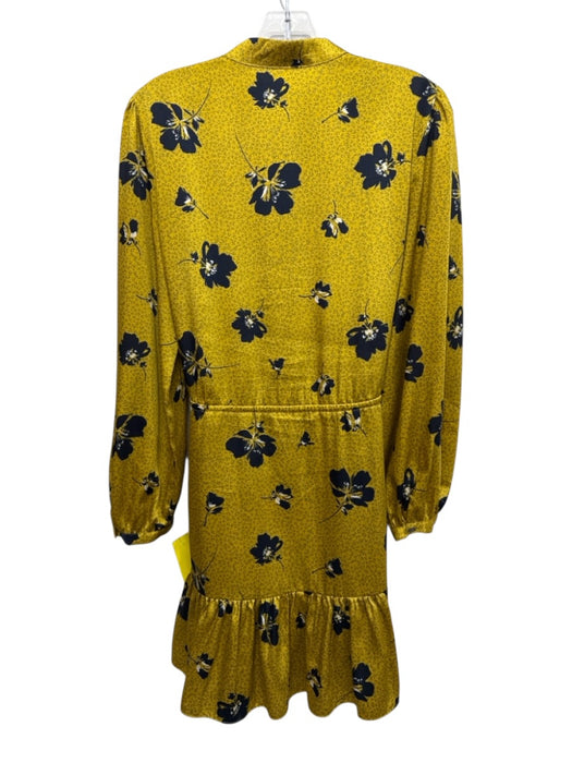 Rebecca Minkoff Size M Yellow & Black Polyester Floral 1/2 Button Dress Yellow & Black / M