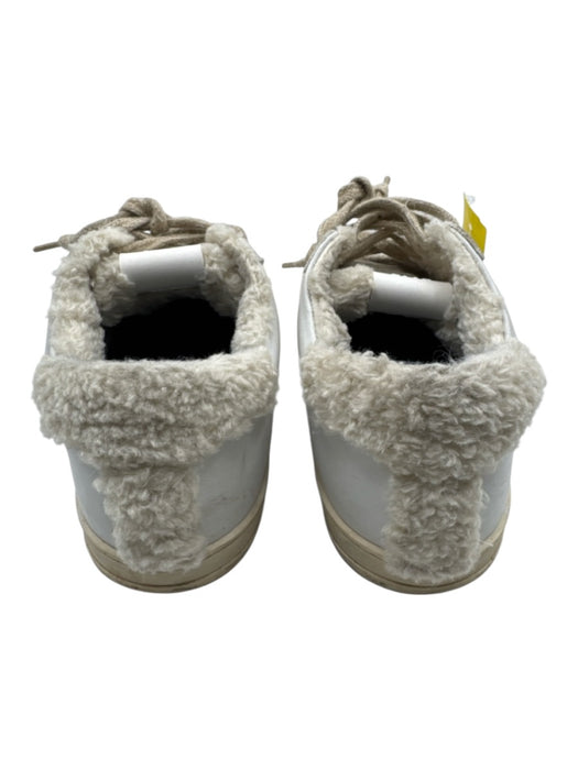 P448 Shoe Size 39 White & Beige Leather Upper Perforated Logo Low Top Sneakers White & Beige / 39