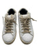 P448 Shoe Size 39 White & Beige Leather Upper Perforated Logo Low Top Sneakers White & Beige / 39