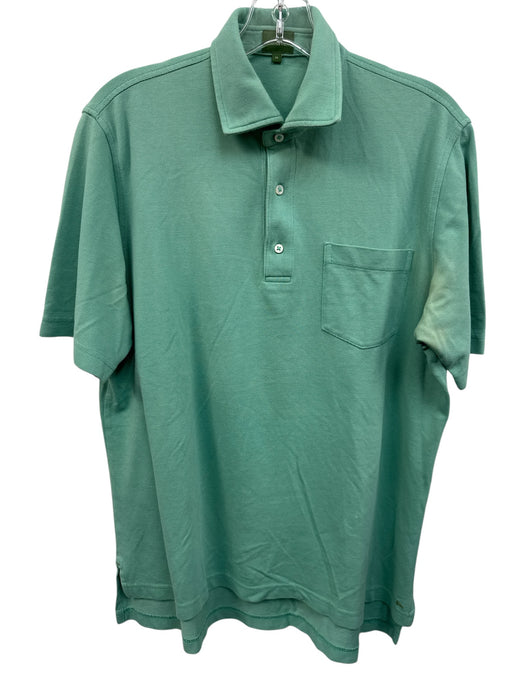 Sid Mashburn Size M Green Cotton Solid Polo Men's Short Sleeve Green / M