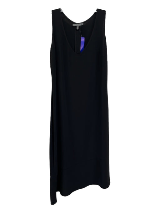 Elie Tahari Size 10 Black Triacetate Blend V Neck Knee Length Trim Detail Dress Black / 10