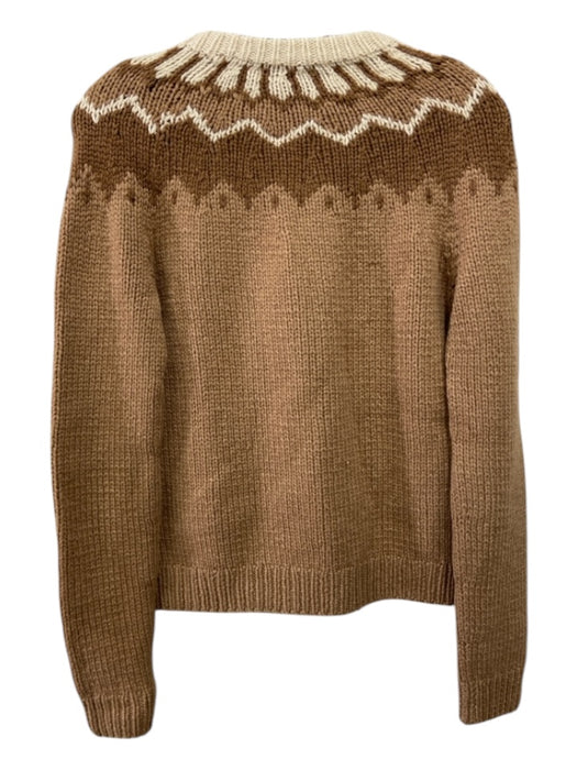 Michael Kors Size M Brown & Cream Wool Blend Crewneck Fair Isle Sweater Brown & Cream / M