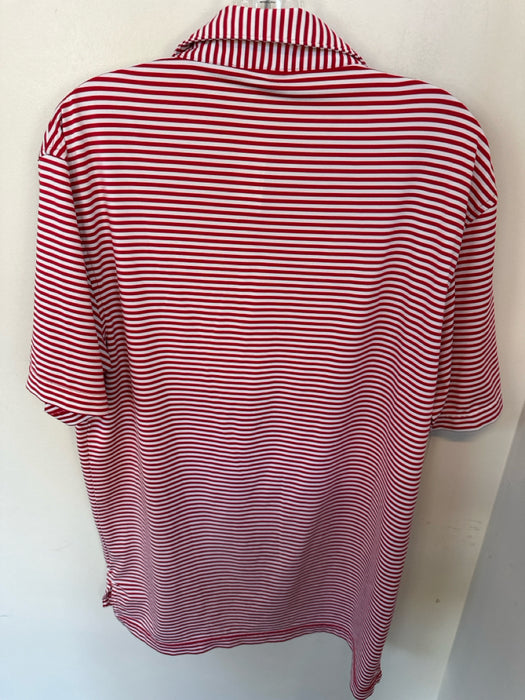 Peter Millar Size S Red & White Polyester UGA Striped Golf Men's Polo