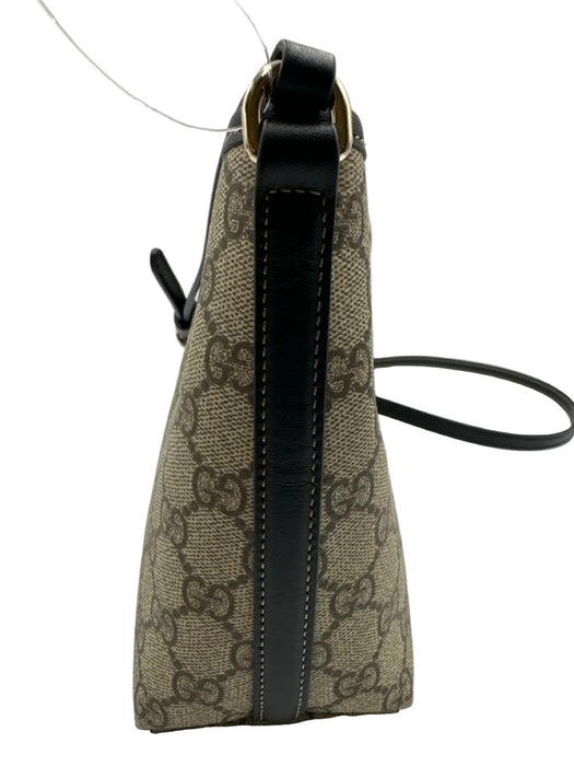 Gucci Beige & Black Coated Canvas Bucket Guccissima Magnetic Close Crossbody Bag