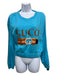 Gucci Size XL Blue & Multi Cotton Long Sleeve Crop Logo Zipper Sweater Blue & Multi / XL