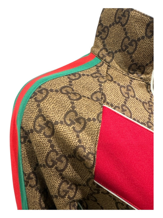 Gucci Size S Brown, Red & Green Cotton & Polyester Long Sleeve Guccissima Jacket Brown, Red & Green / S