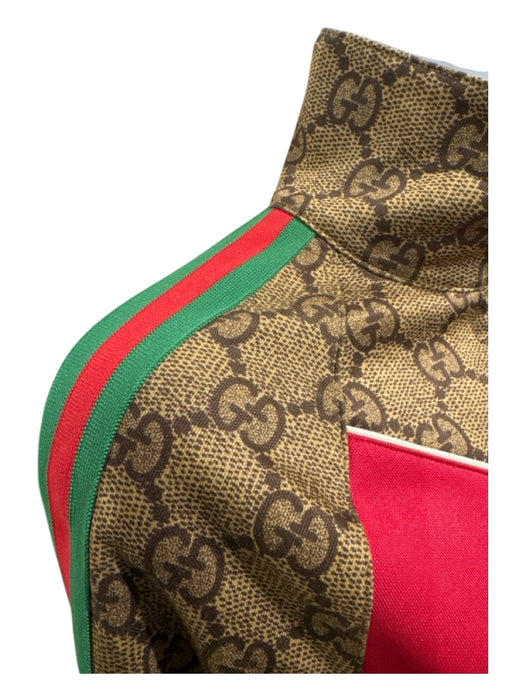 Gucci Size M Brown, Red & Green Cotton & Polyester Long Sleeve Guccissima Jacket Brown, Red & Green / M