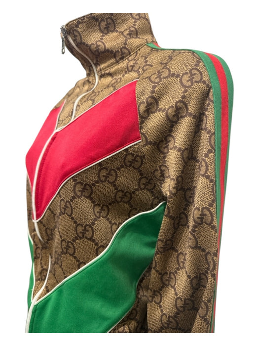 Gucci Size M Brown, Red & Green Cotton & Polyester Long Sleeve Guccissima Jacket Brown, Red & Green / M