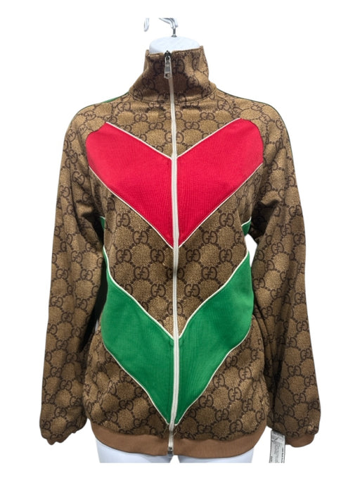 Gucci Size M Brown, Red & Green Cotton & Polyester Long Sleeve Guccissima Jacket Brown, Red & Green / M